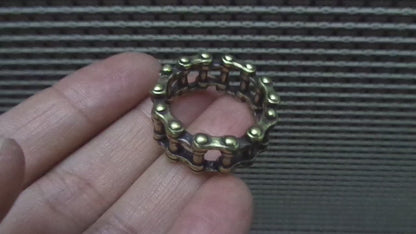 Solid Brass Chain-link Finger Ring - Vintage Style US Size 11