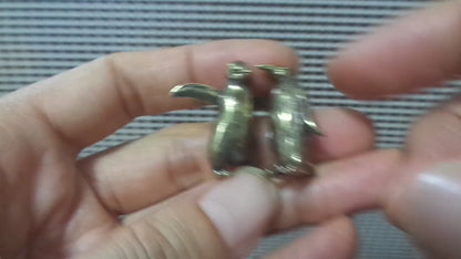 Pair of Vintage Style Solid Brass Little Penguins Figurines for Anniversary Gift