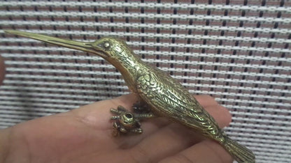 Solid Brass Kingfisher Bird Figurine Vintage Syle Statue for Home Decor