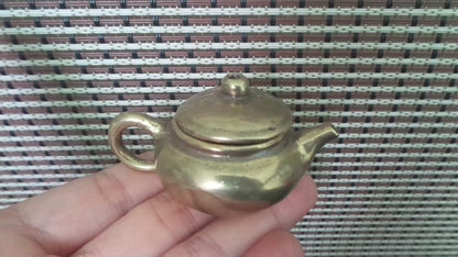 Vintage Brass Mini Teapot Ornament for Home Office Decor