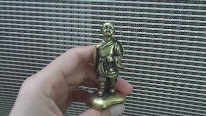 Solid Brass Young Monk Figurine Vintage Ornament