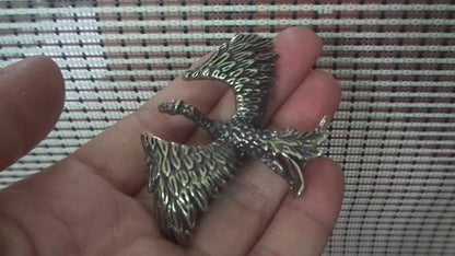 Solid Brass Copper Phoenix Animal Figurine Statue for Home Decor