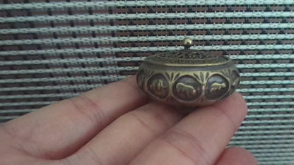 Vintage Style Small Brass Incense Burner 12 Zodiac Animals Covered Censer
