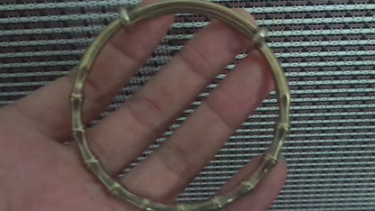 Vintage Style Large Solid Brass Bamboo Knots Women Bangle Bracelet-60MM